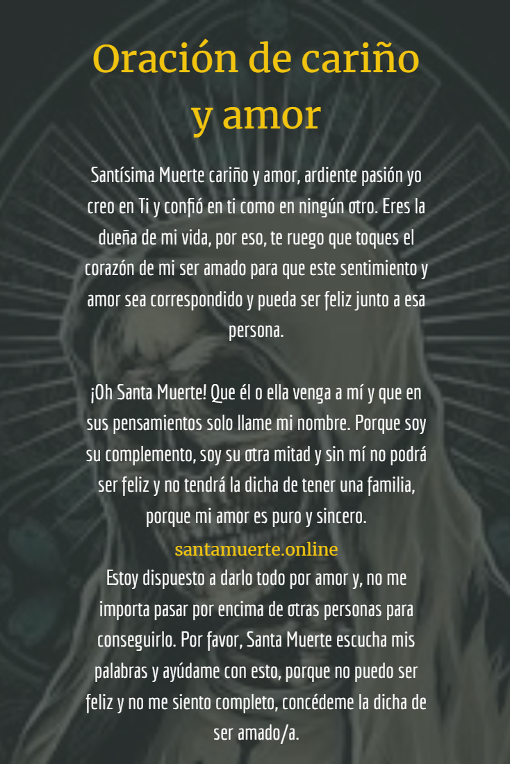 oración de la Santa muerte cariño y amor | Agradece y Da tu amor